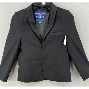 Andy & Evan Blazer Jacket Boys Sz 8 Black Satin Trim Comfy-Flex Dressy‎ Tux